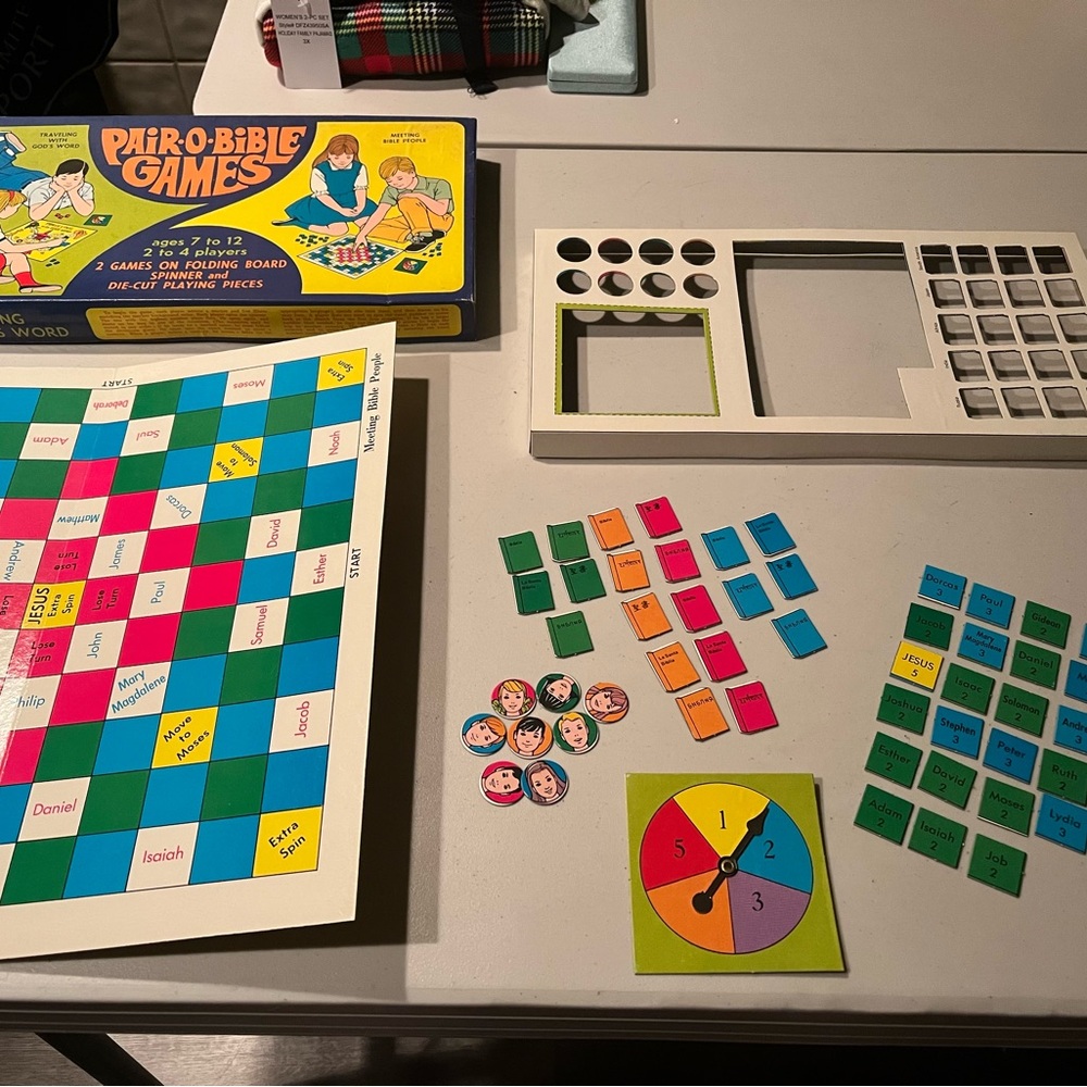 Vintage pair-o-Bible games.  Two games all pieces are here